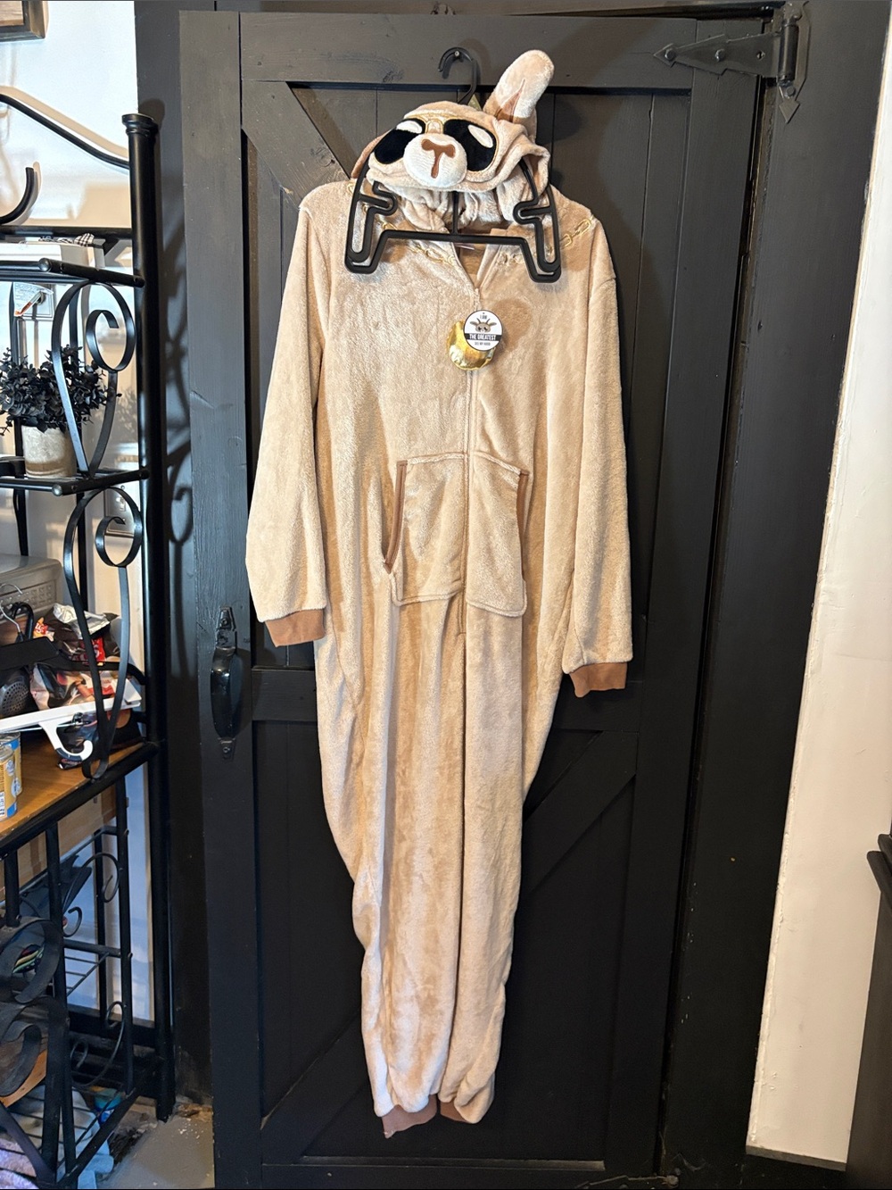 Cozy Beige Goat Hooded Onesie - XL Jumpsuit